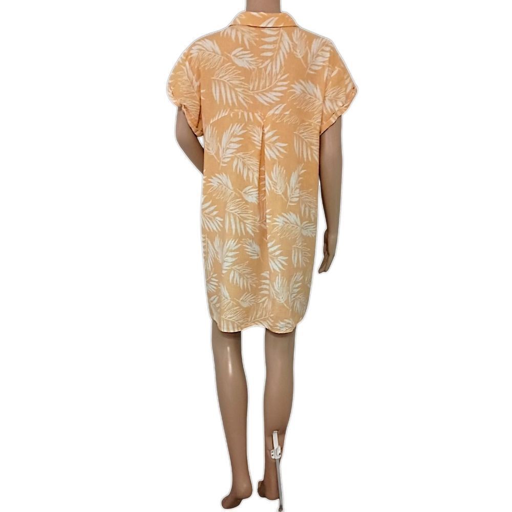 Faherty Hana Linen Shirt Dress S Palm Leaf Print Button Front Coastal Resort - Picture 4 of 16